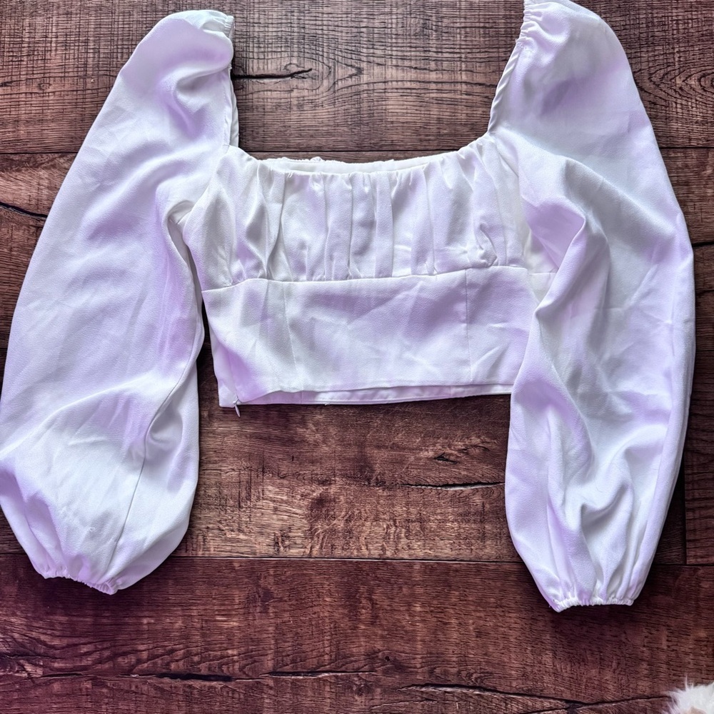 Princess Polly Ariah Long Sleeve Top in white sz 8 - Picture 6 of 9